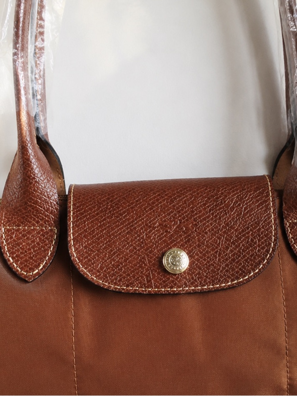 Longchamp Brown Nylon Tote with Brown Leather Trim - Picture 4 of 4